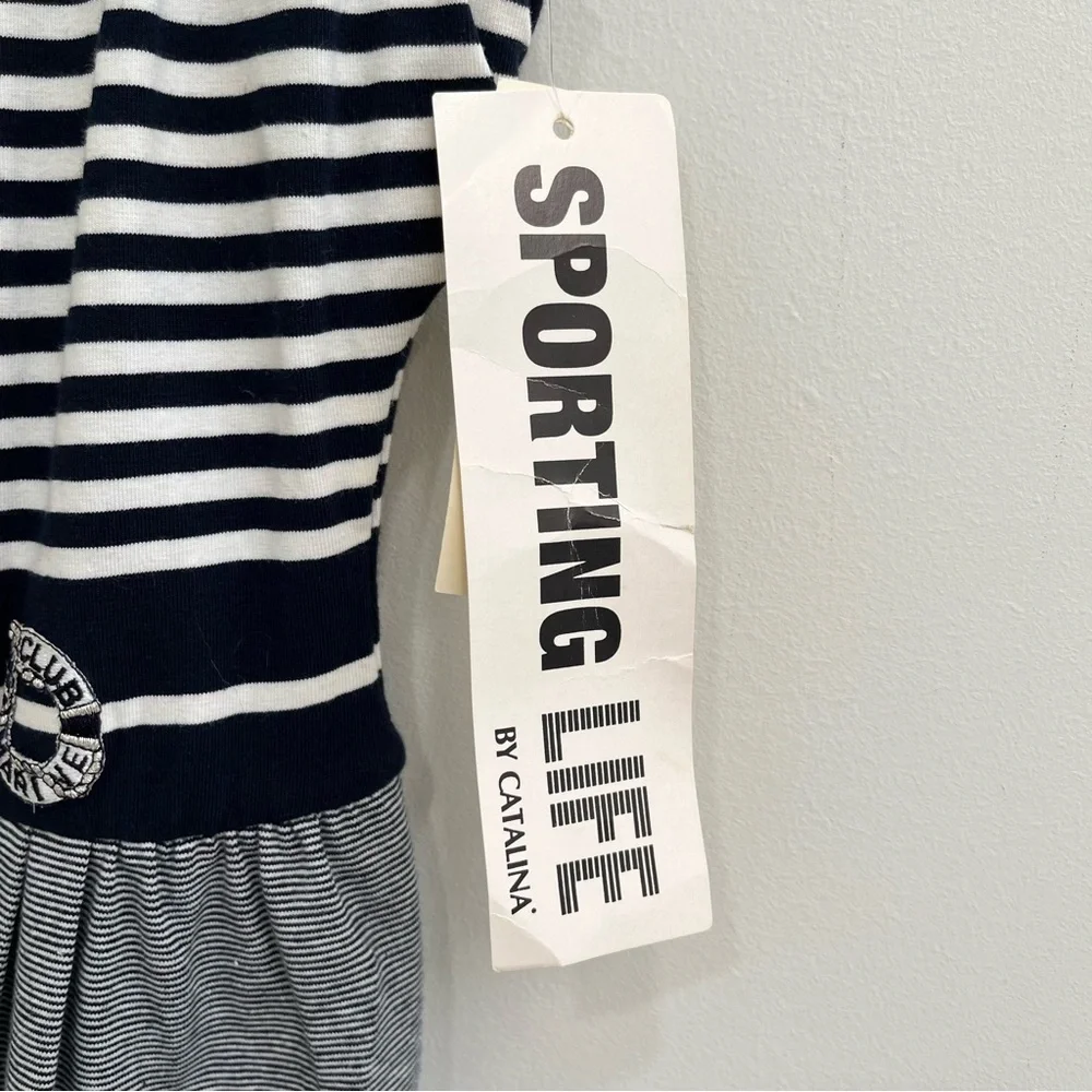 Vintage Sporting Life by Catalina Nautical Stripes One Piece Shorts Swimsuit 10